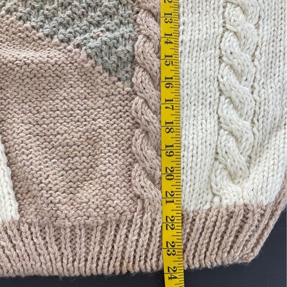 Vtg FSA Collection Hand Knit Sweater Vest Large Patchwork Cable Knit Cottagecore - Picture 9 of 9